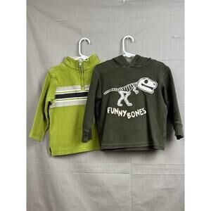 Gymboree Toddler Boy Green Long Sleeve Shirt Bundle Dinosaur Stripes, Size 3T